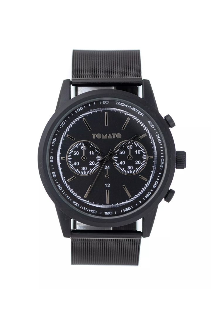 40Mm Case & Black Dial Mesh Bracelet Watch - Black