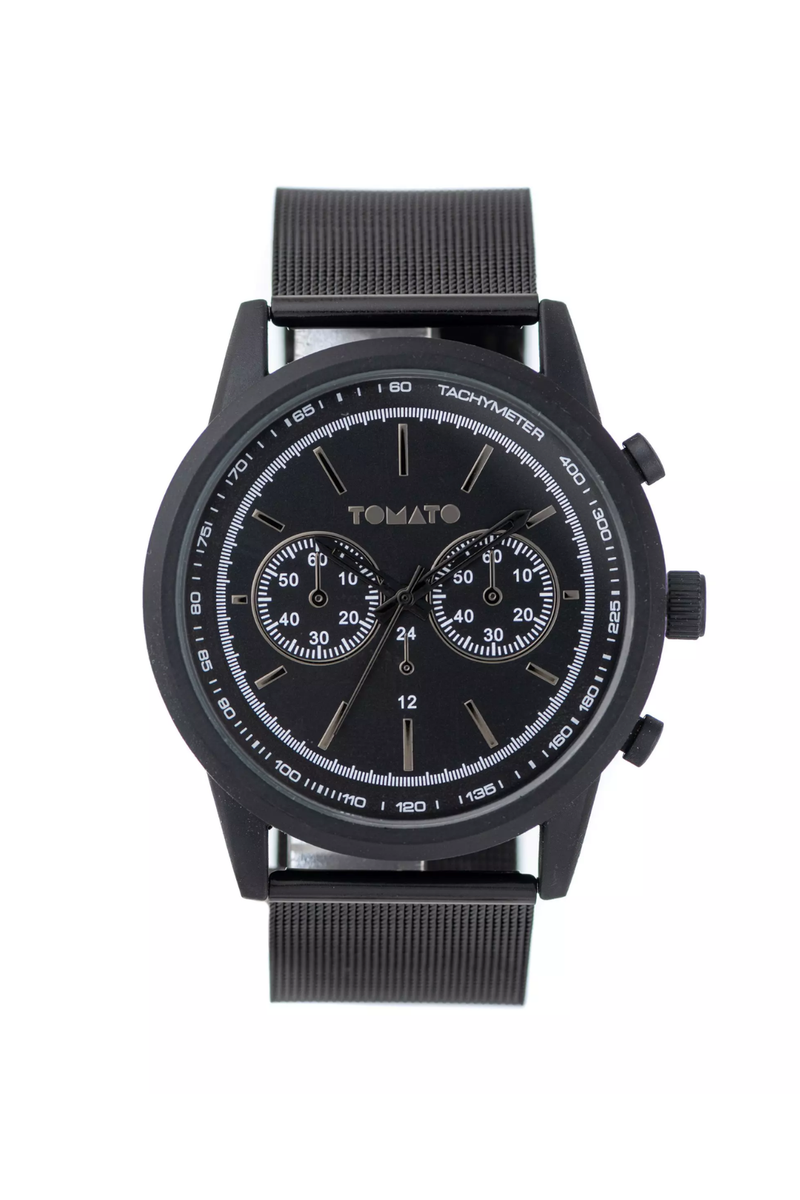 40Mm Case & Black Dial Mesh Bracelet Watch - Black