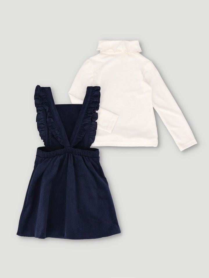 Pre-Girls Long Sleeve Tee And Pinni Set - Cream