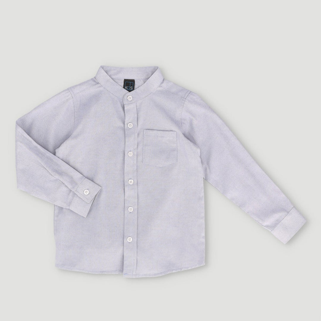 Long Sleeve Smart Mandarin Collar Shirt - Navy