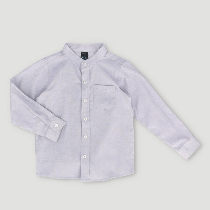 Long Sleeve Smart Mandarin Collar Shirt - Navy