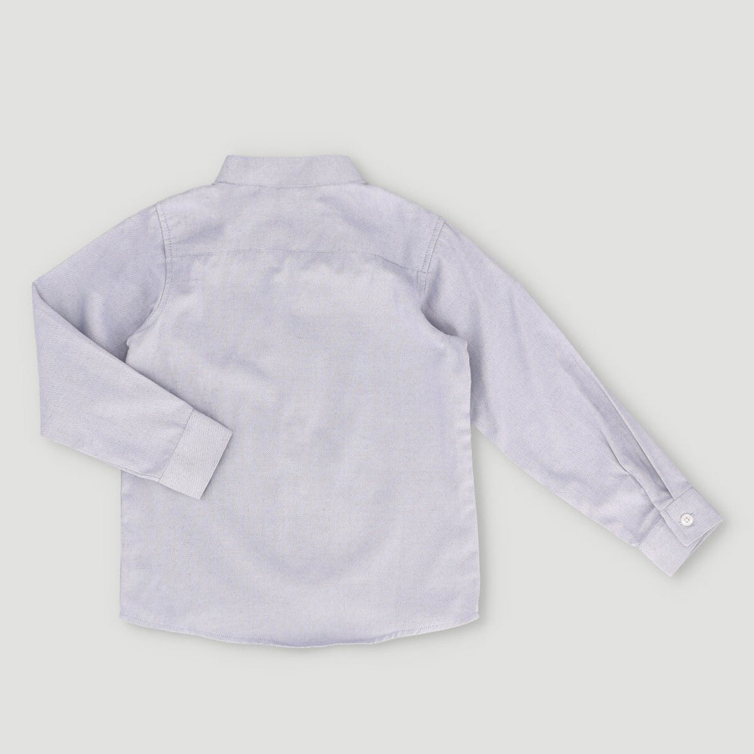 Long Sleeve Smart Mandarin Collar Shirt - Navy