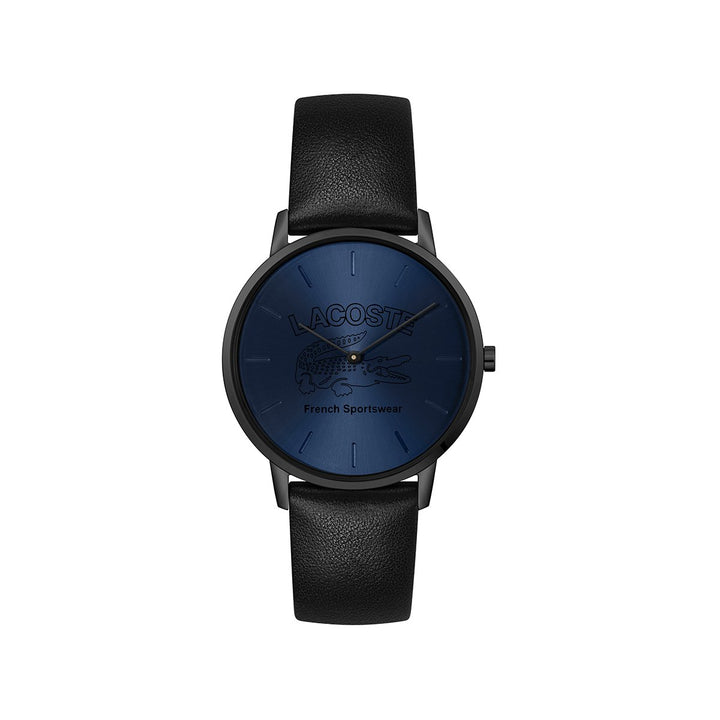 Croc Origin Stainless Steel Case With Blue Dial And Black Leather Strap