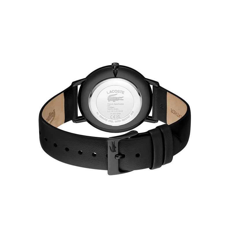 Croc Origin Stainless Steel Case With Blue Dial And Black Leather Strap