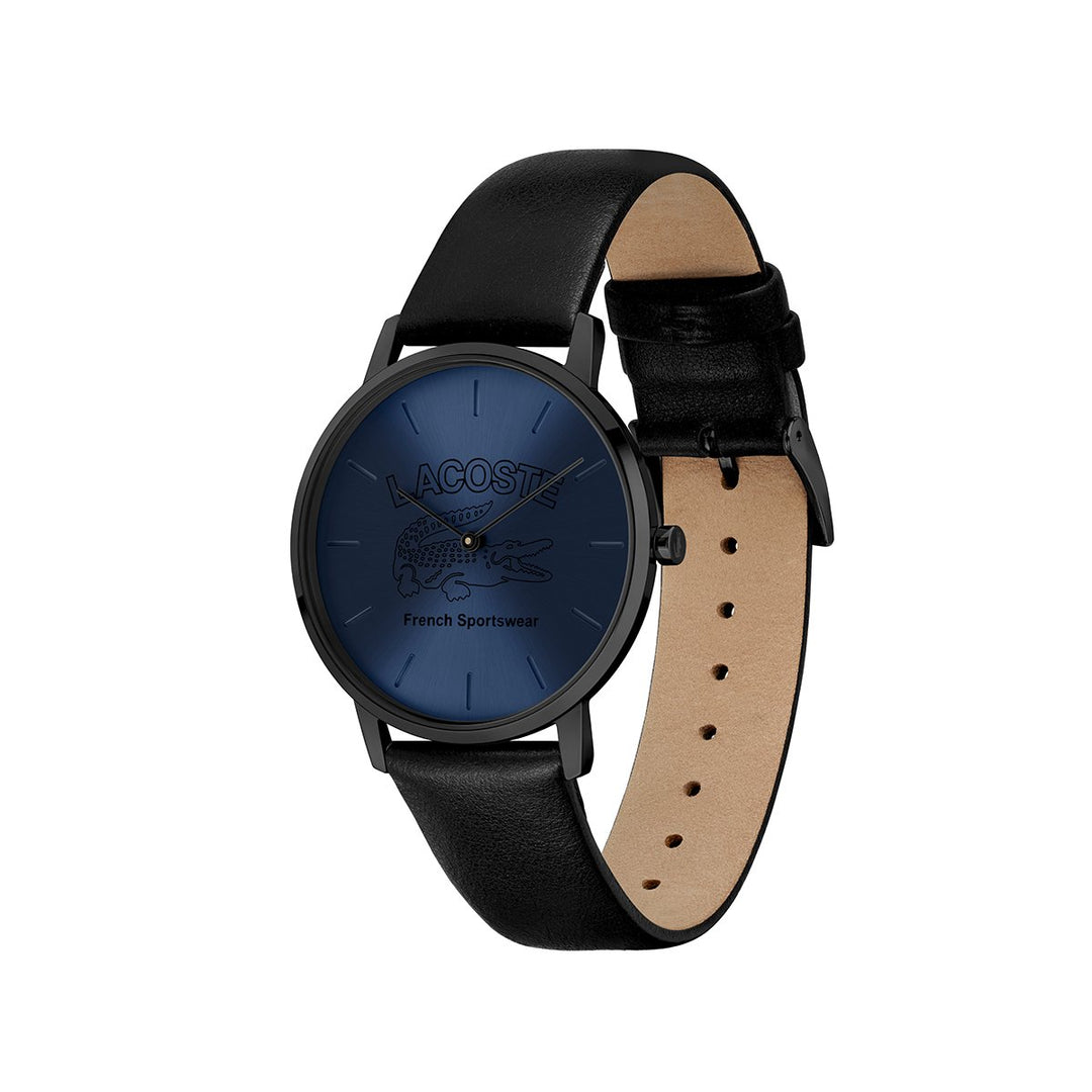 Croc Origin Stainless Steel Case With Blue Dial And Black Leather Strap