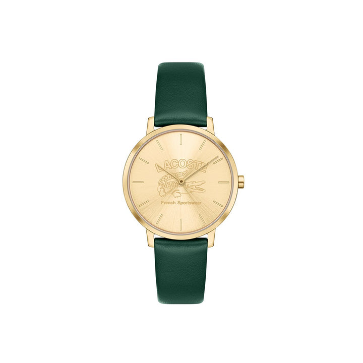 Crocorigin Ip Gold Case Watch With Gold Dial And Green Leather Strap