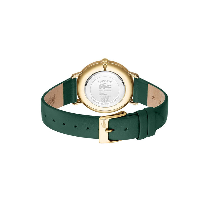 Crocorigin Ip Gold Case Watch With Gold Dial And Green Leather Strap