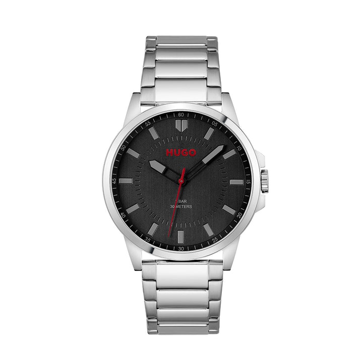 #First 43Mm Watch Stainless Steel Case And Black Dial With Stainless Steel Bracelet