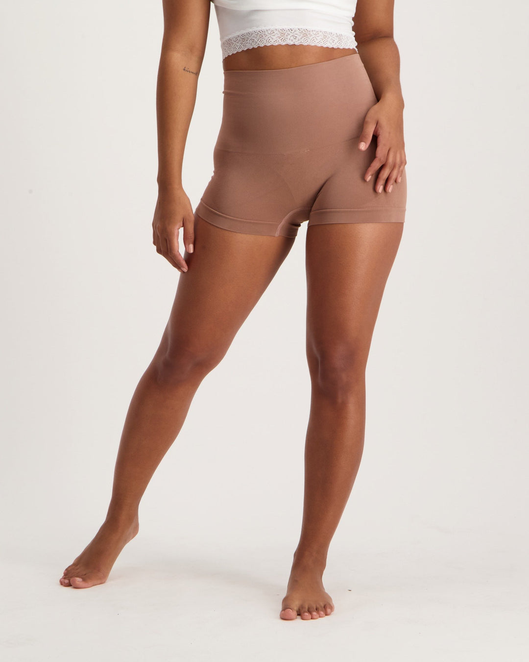 Ladies Seamless Shaping Bum Shorts - Dark Brown