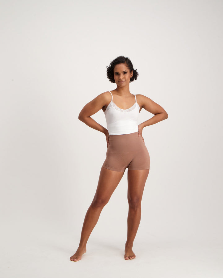 Ladies Seamless Shaping Bum Shorts - Dark Brown