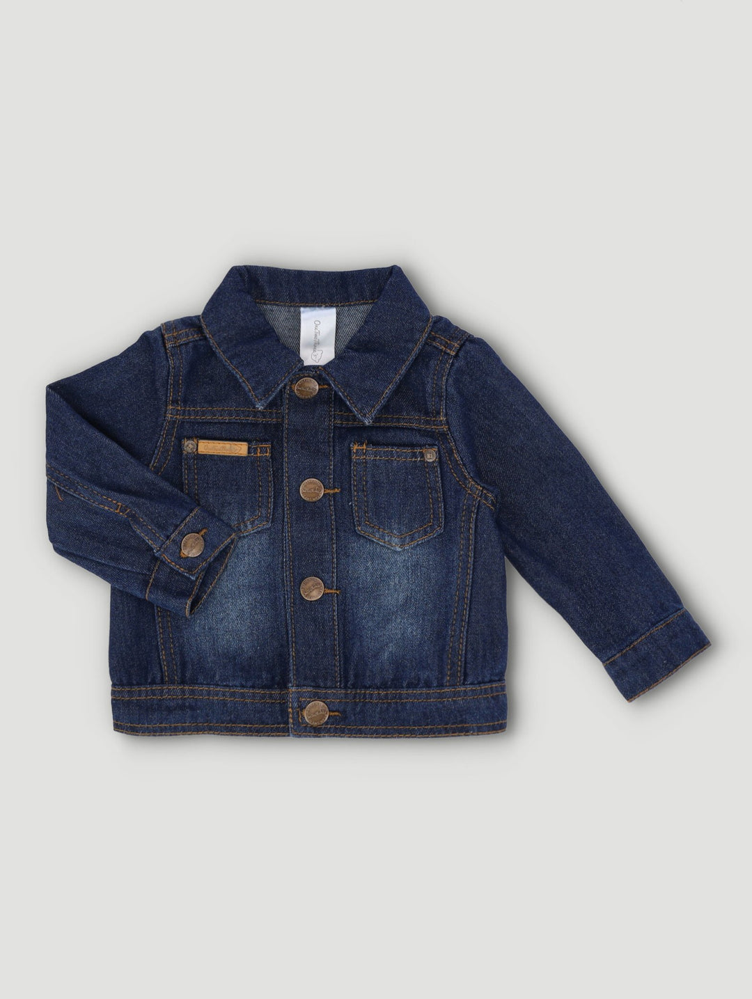 Baby Boys Long Sleeve Denim Trucker Jacket - Dark Wash Ink