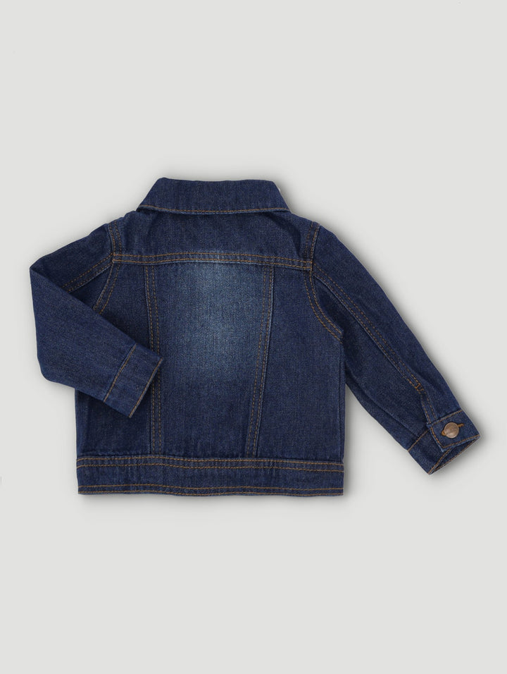 Baby Boys Long Sleeve Denim Trucker Jacket - Dark Wash Ink