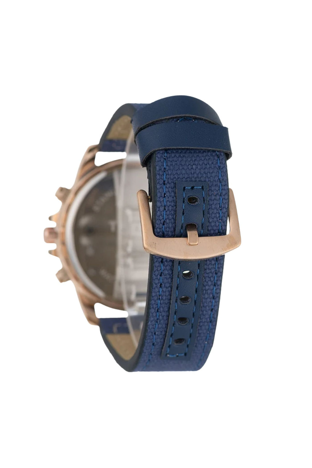 45MM Case Blue Dial & Strap Watch - Rose Gold