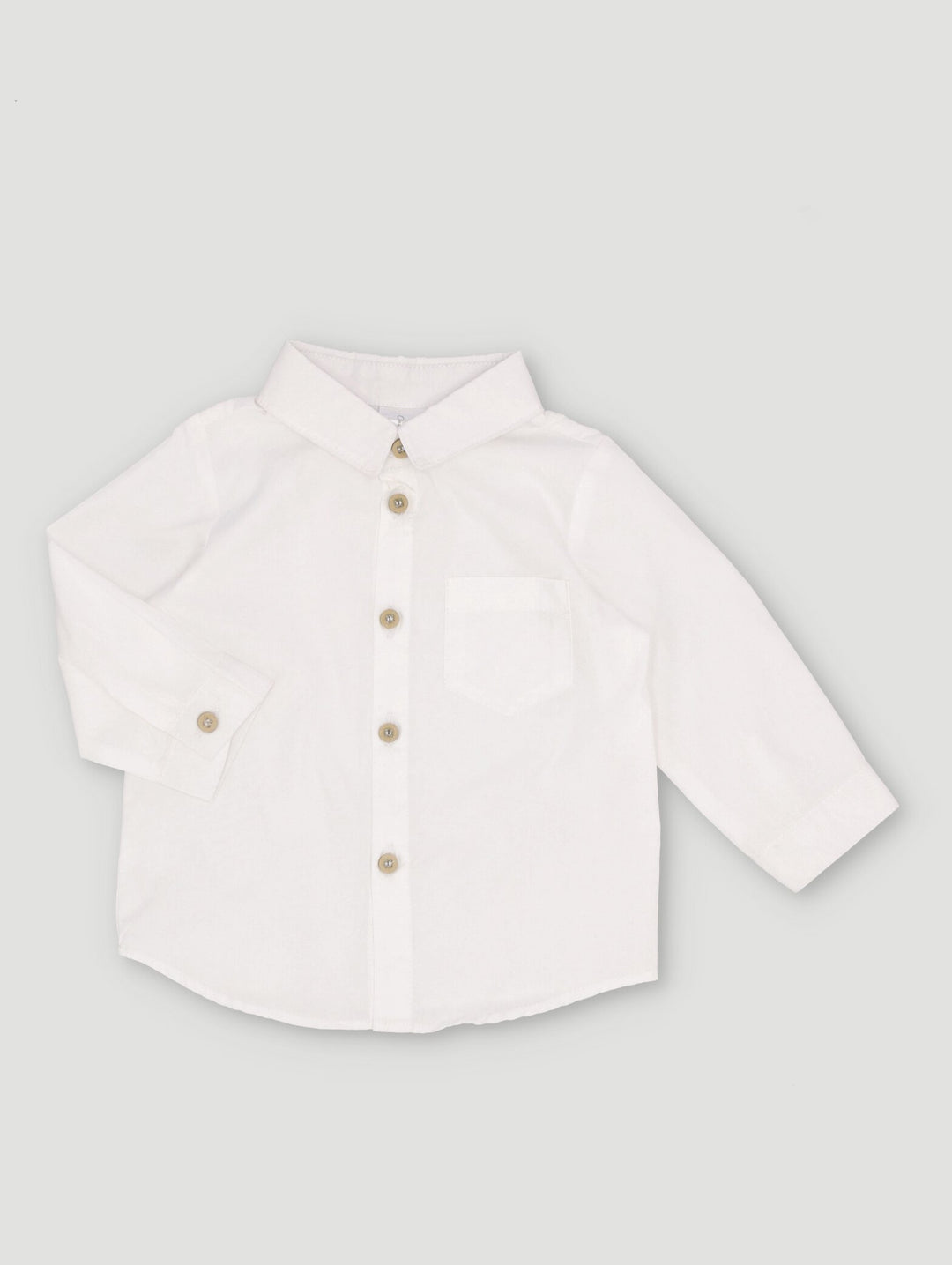 Baby Boys Long Sleeve Cotton Shirt - White