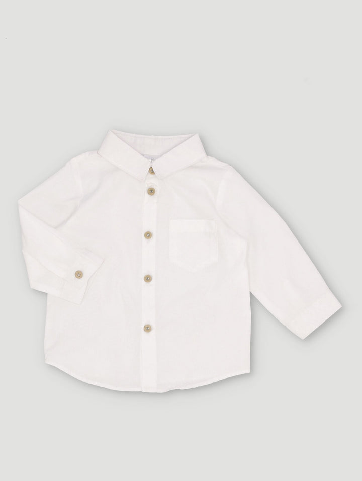 Baby Boys Long Sleeve Cotton Shirt - White