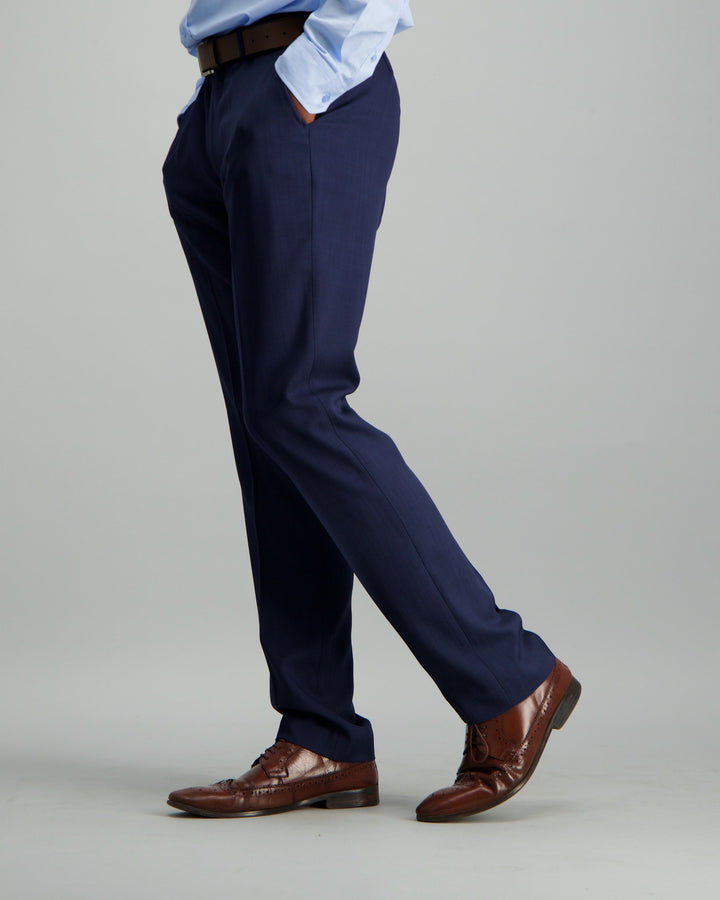 Mens - Poly Slim Fit Suit Trouser - Dark Blue