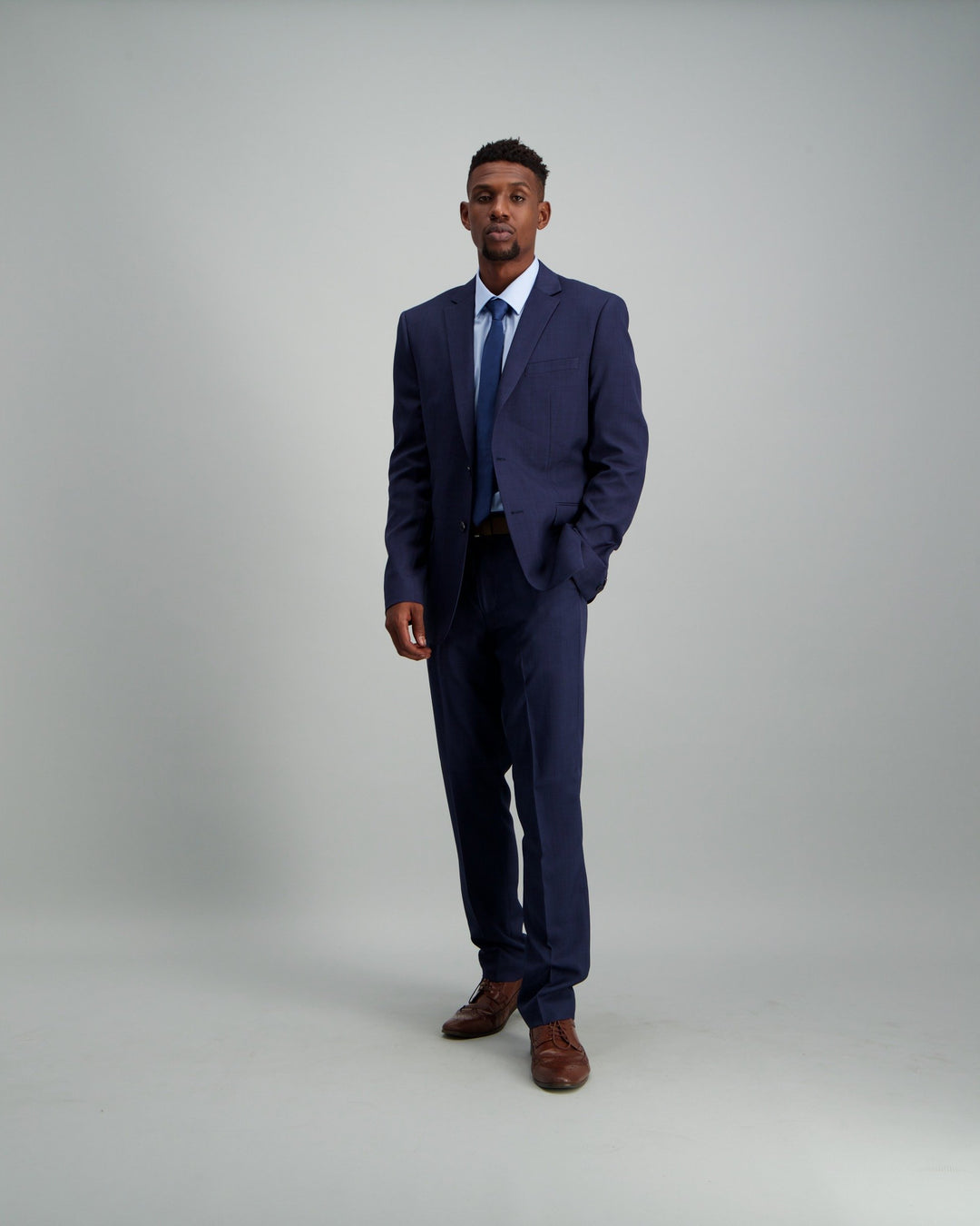 Men's Polyester Slim Fit Suit Jacket Dark Blue