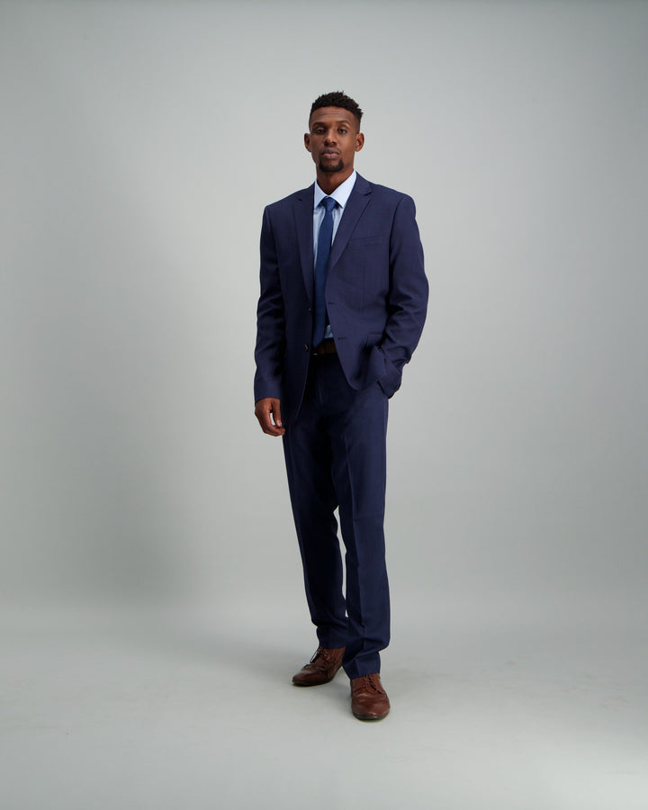 Men's Polyester Slim Fit Suit Jacket Dark Blue