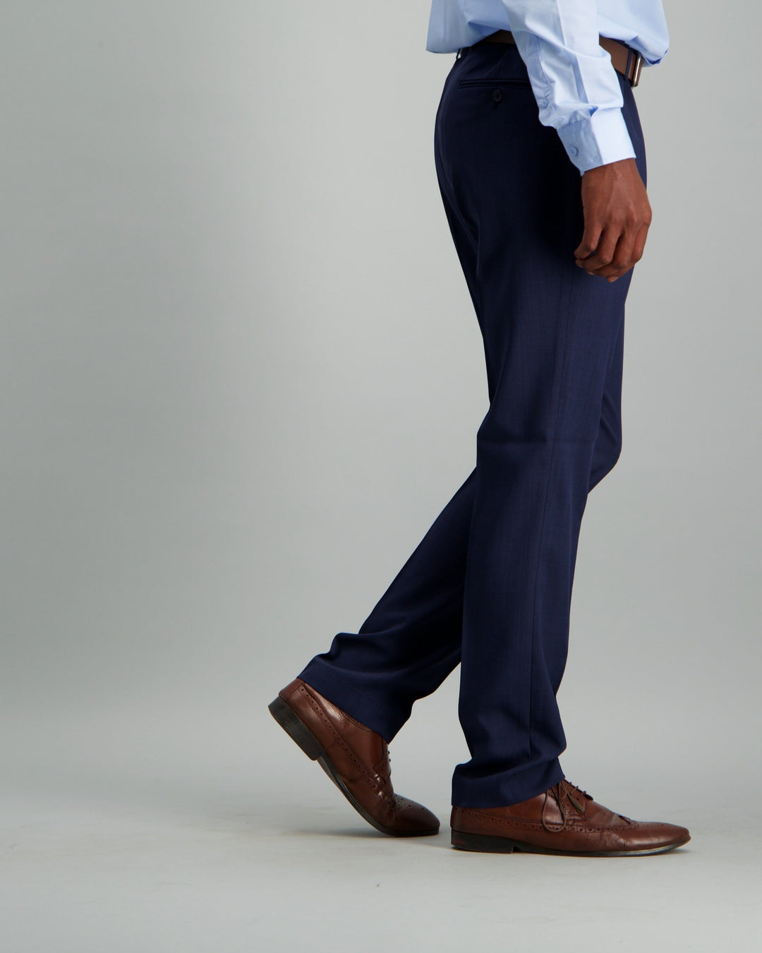 Mens - Poly Slim Fit Suit Trouser - Dark Blue