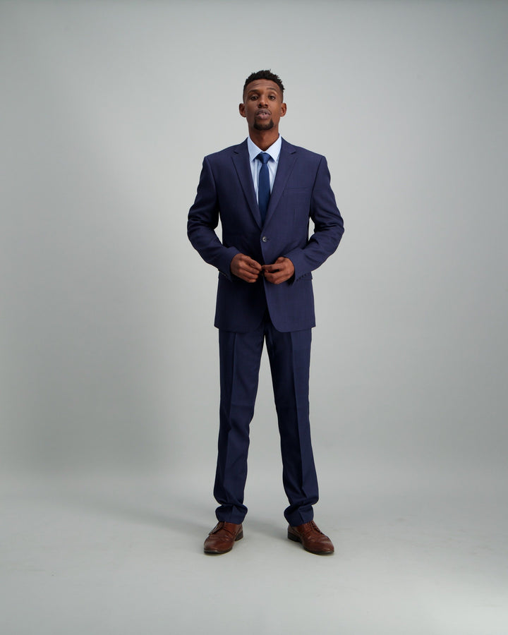 Men's Polyester Slim Fit Suit Jacket Dark Blue