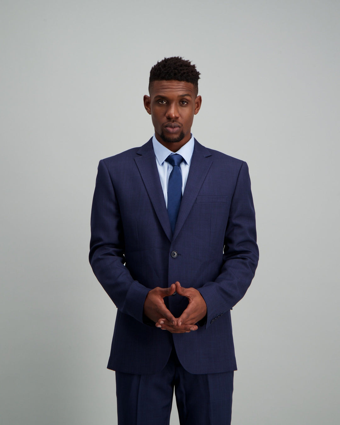 Men's Polyester Slim Fit Suit Jacket Dark Blue