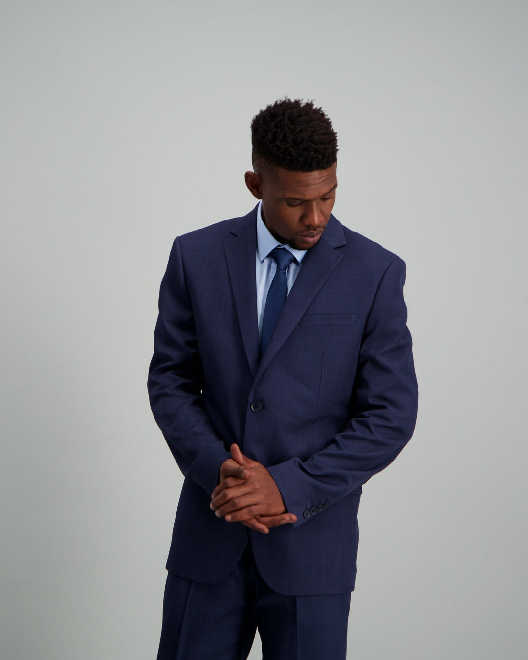 Men's Polyester Slim Fit Suit Jacket Dark Blue