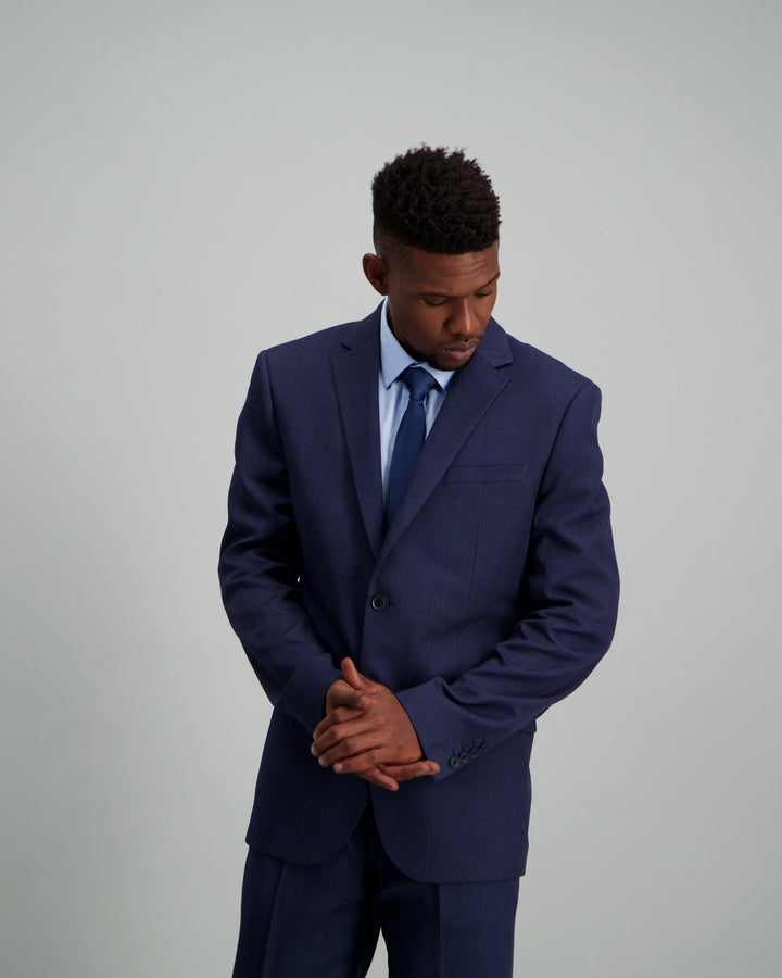 Men's Polyester Slim Fit Suit Jacket Dark Blue