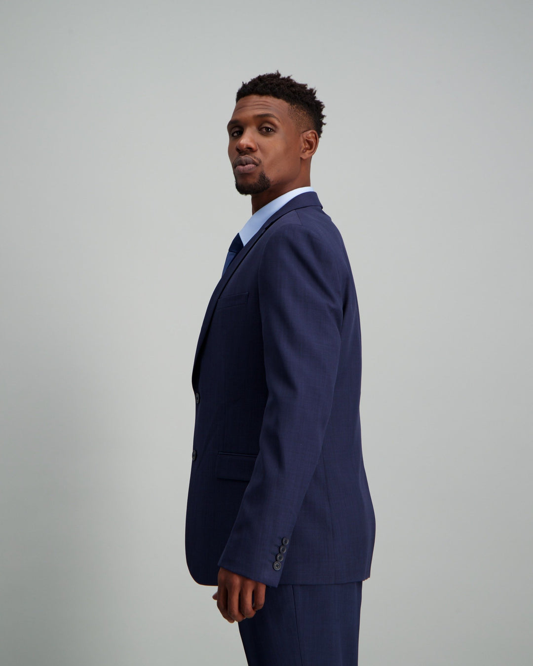 Men's Polyester Slim Fit Suit Jacket Dark Blue