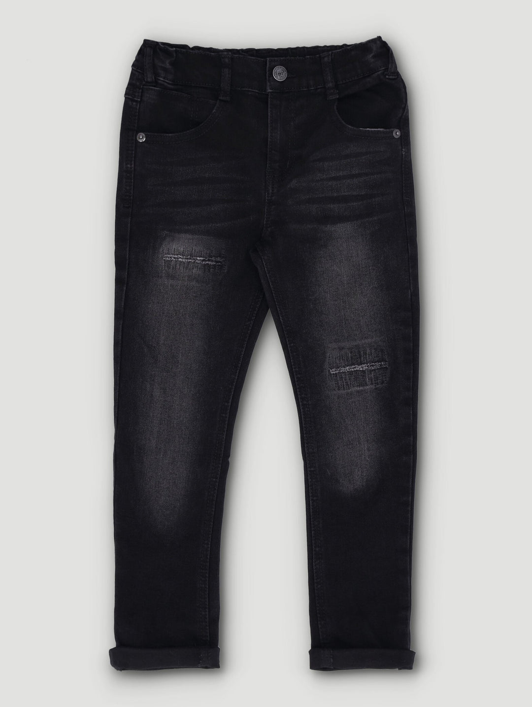 Repaired Jeans Men Black Rip Jeans Super Skinny All Over Rip And