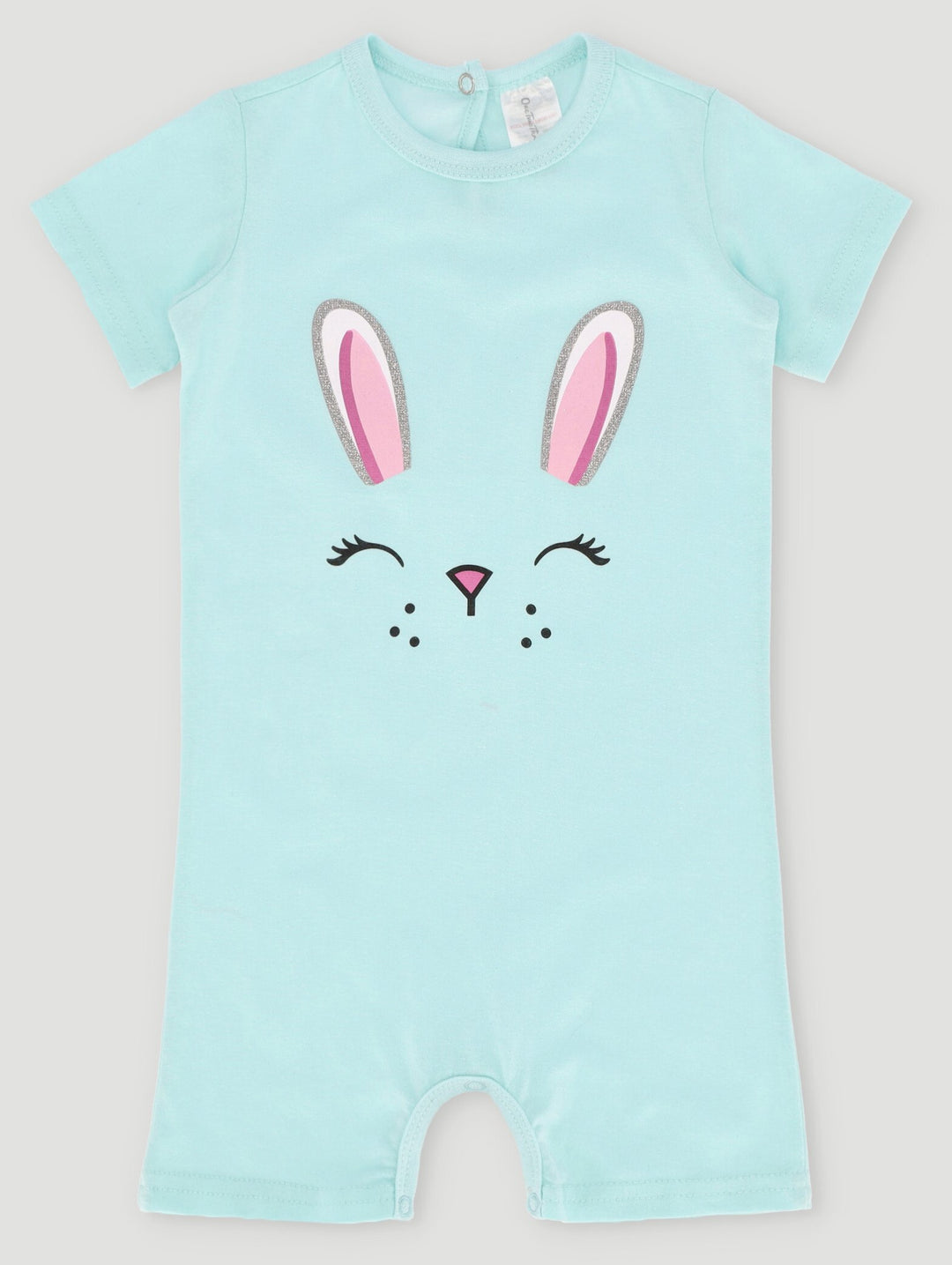 Short Sleeve Bunny Romper - Aqua