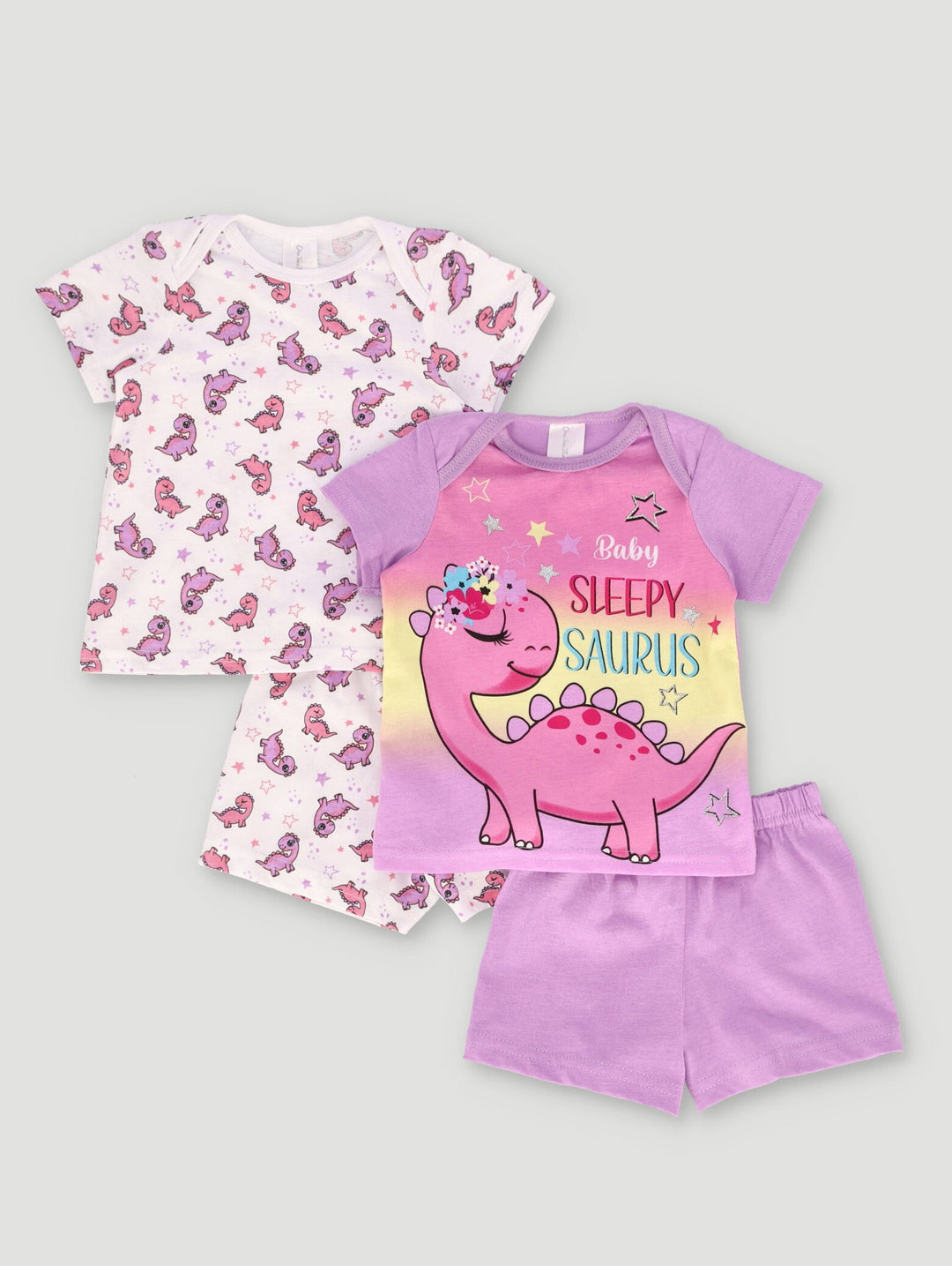 Baby Girls 2 Pack Dino Pjs - Purple