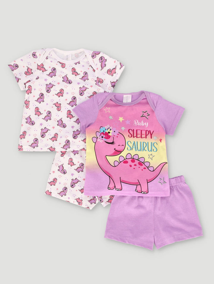 Baby Girls 2 Pack Dino Pjs - Purple