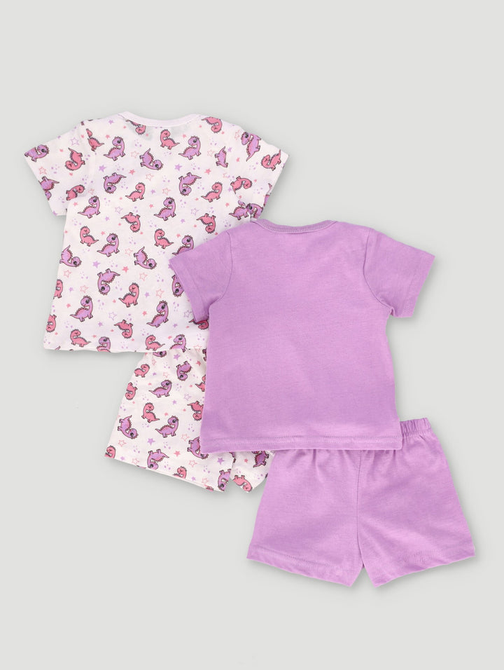 Baby Girls 2 Pack Dino Pjs - Purple