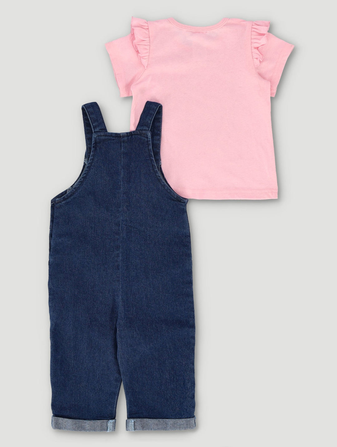 Baby Girls Dungaree Heart Set  - Denim