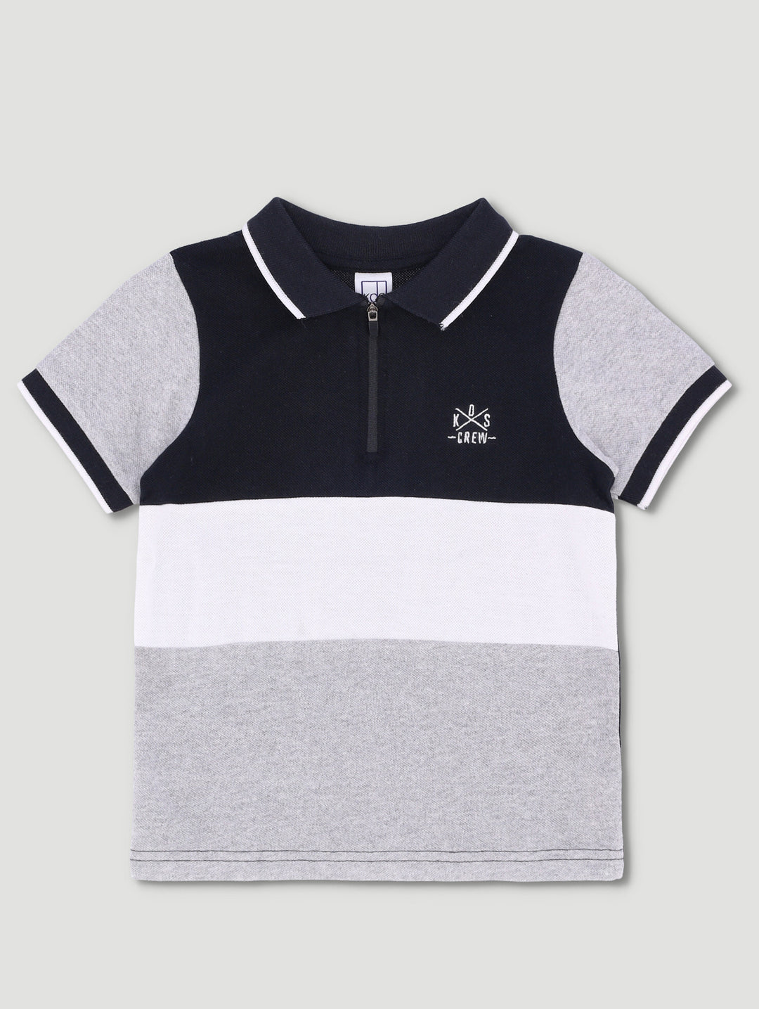 Pre-Boys Pique Colour Block Golfer - Black