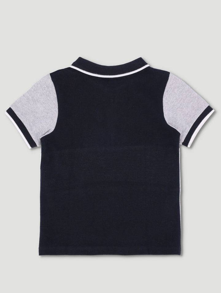 Pre-Boys Pique Colour Block Golfer - Black