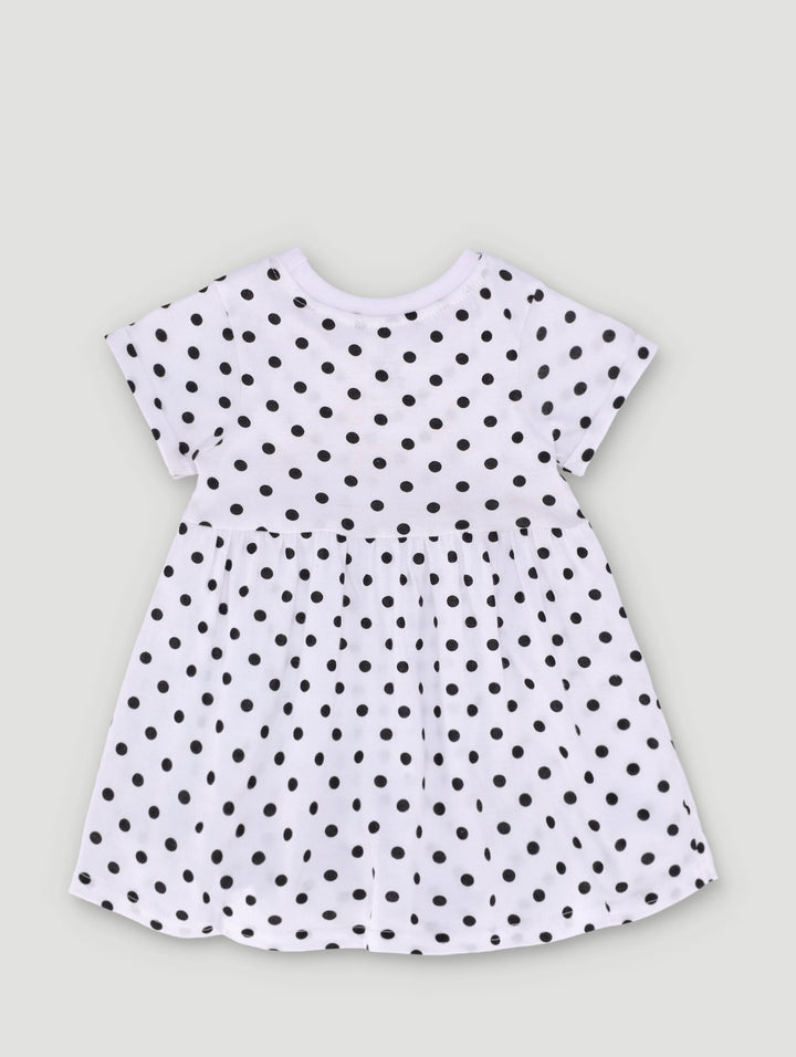 Baby Girls Spotted Dress - White