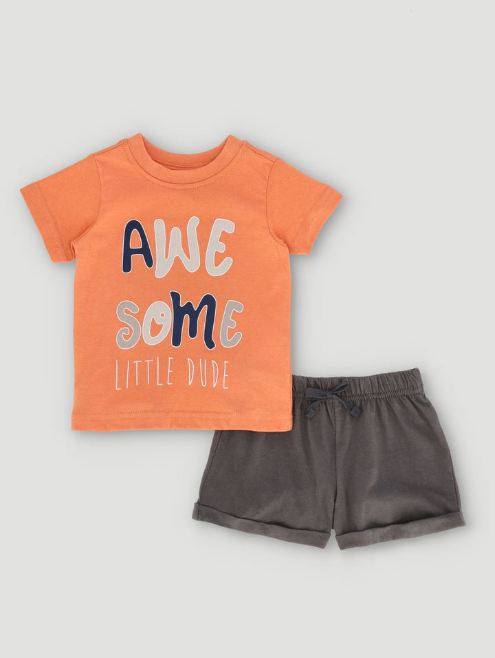 Baby Boys Awesome Tee & Short Set - Melon