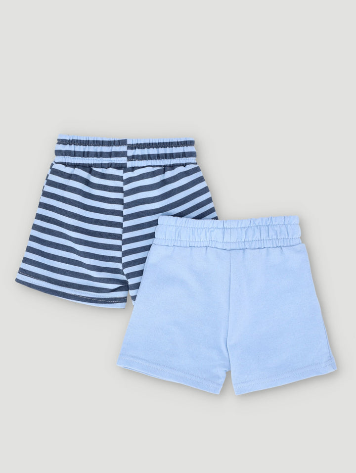 Baby Boys 2 Pack Fleece Train Shorts - Blue