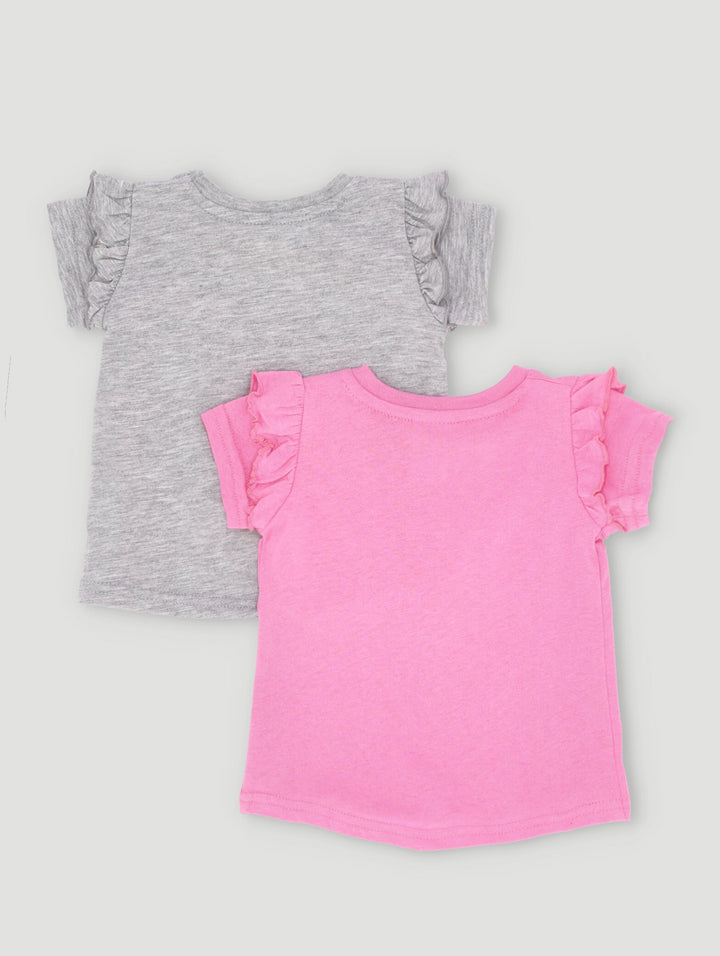 Baby Girls 2 Pack Rainbow Tops - Grey