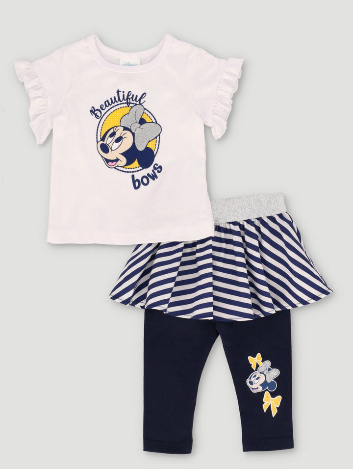 Baby Girls Minnie Stripe Skegging Set - Navy