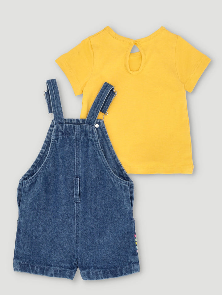 Baby Girls Dungaree Shorts Set - Denim