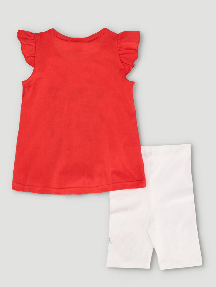 Snow White Red Knit Girl's Tee & Shorts Set main image 1