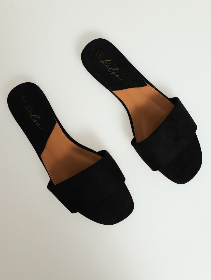 Basic Plain Mule Push-In Sandal - Black