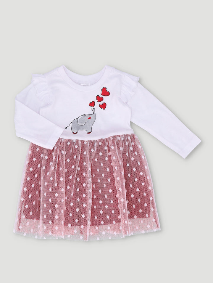 Baby Girls Spot Mesh Party Dress - Red