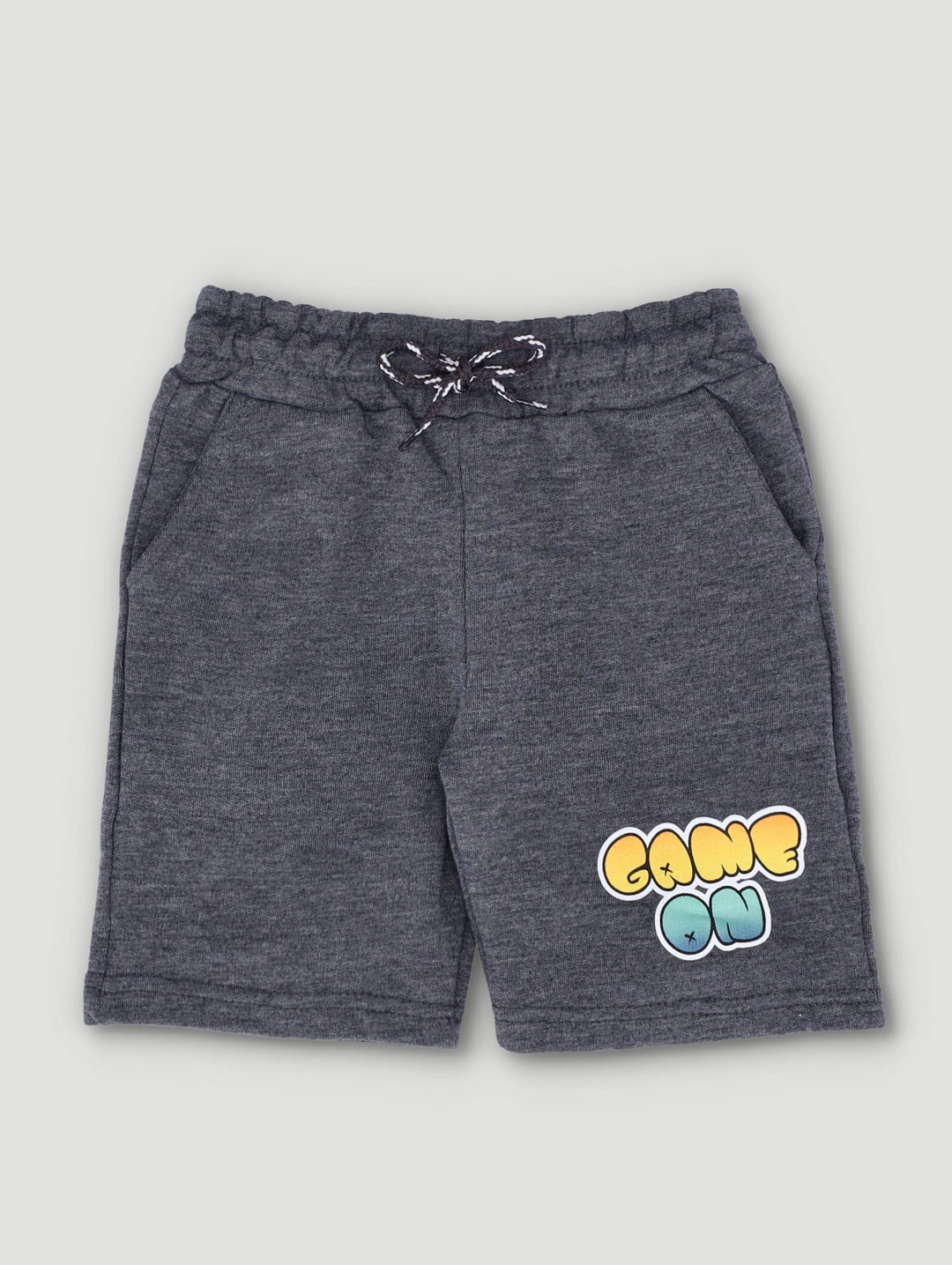 Boys Pre-Boys Fleece Shorts With Print Charcoal MelangeShorts