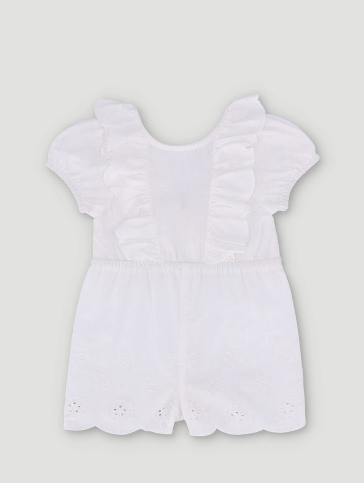 Baby Girls Anglaise Onesie - White