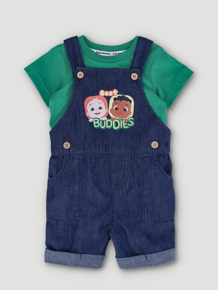 Baby Boys Dungaree & Tee Set - Blue