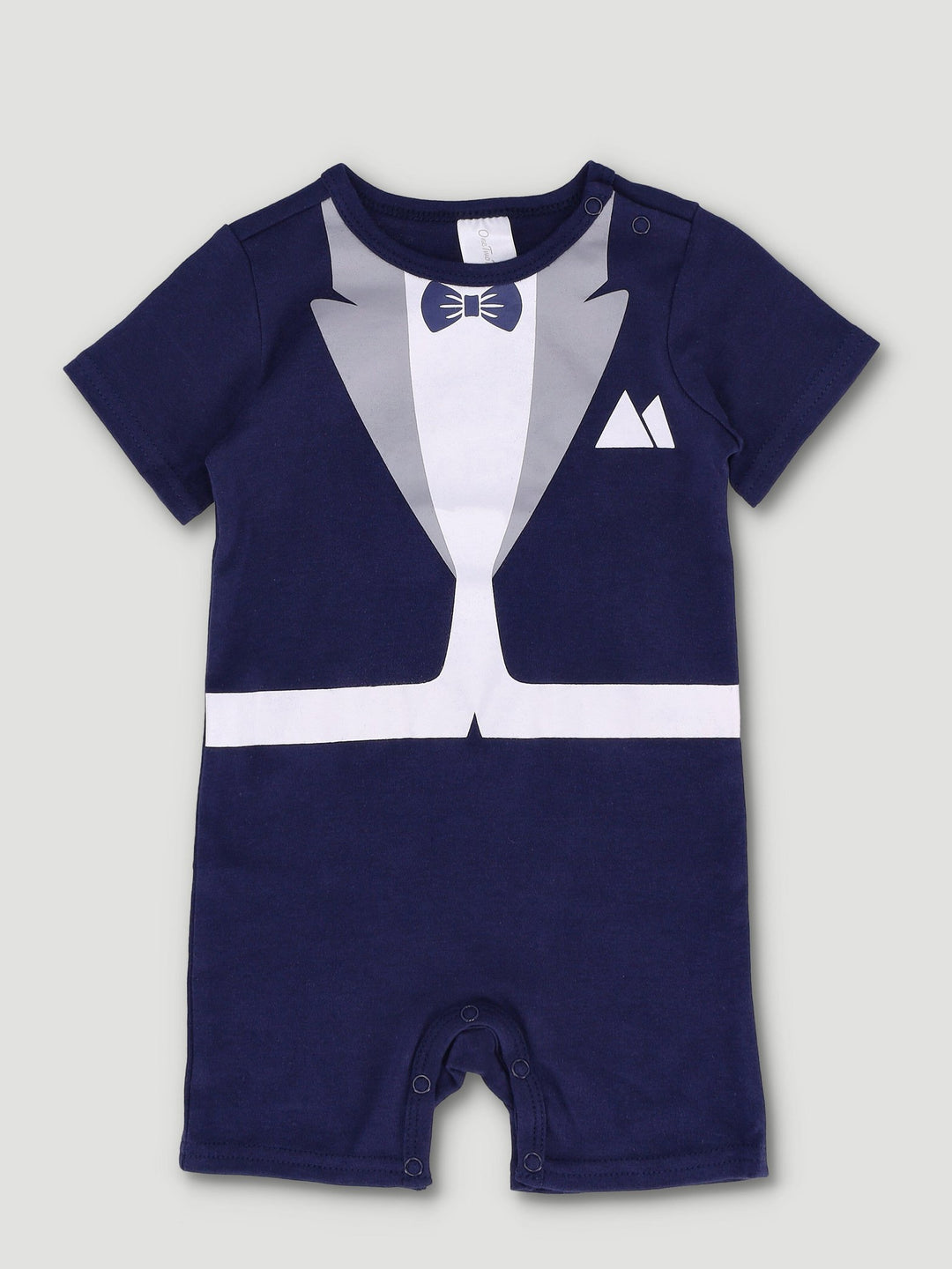Baby Boys Long Sleeve Fashion Romper With Bow Tie - Navy