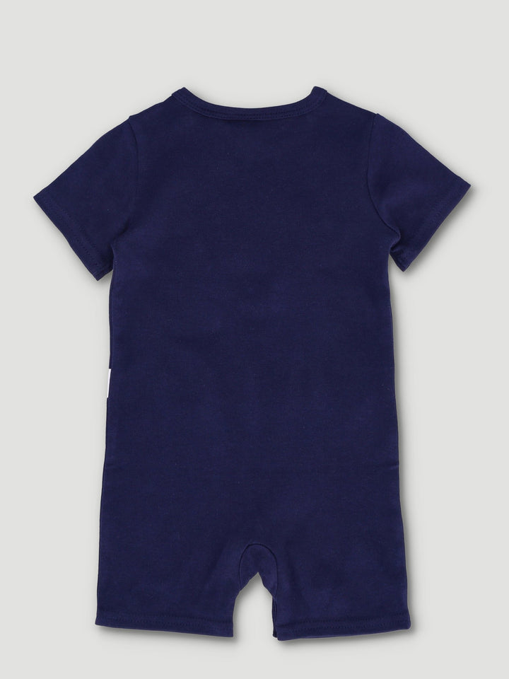 Baby Boys Long Sleeve Fashion Romper With Bow Tie - Navy